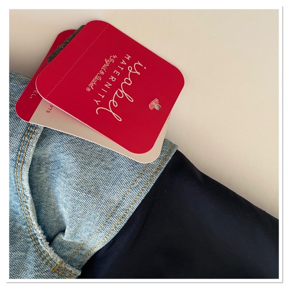 Over Belly Midi Maternity Jean Shorts Isabel Maternity by Ingrid - Picture 4 of 4